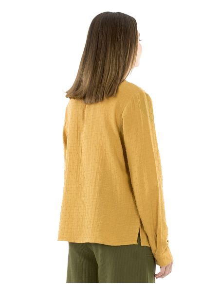 Chemisier coton uni gaze brodé