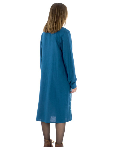Robe 91% viscose 9% lin uni brodée main