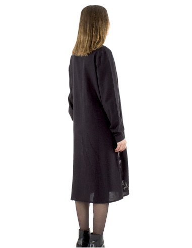 Robe 91% viscose 9% lin uni brodée main