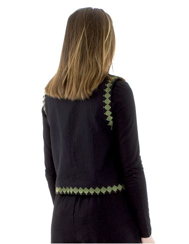 Gilet coton brodé doublé coton