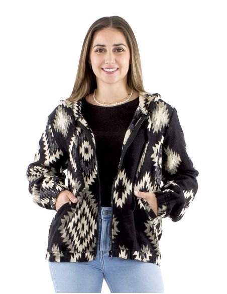 Blouson acrylique châle zip Jacquart géometrique