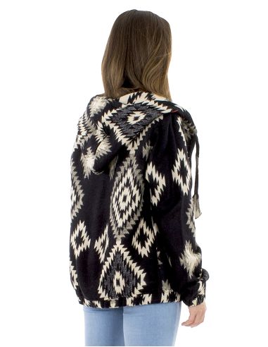 Blouson acrylique châle zip Jacquart géometrique
