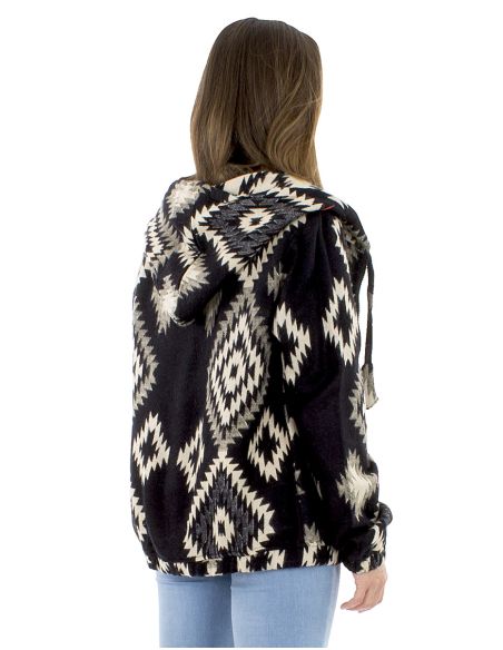 Blouson acrylique châle zip Jacquart géometrique