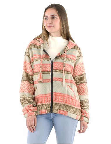 Blouson acrylique châle zip Jacquart lignes