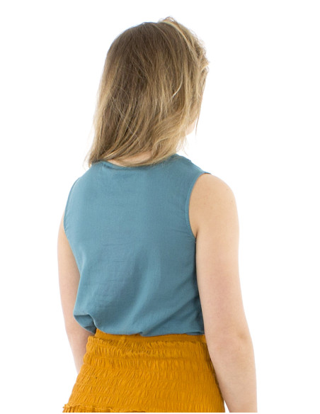 Chemisier coton mousse uni sans manches