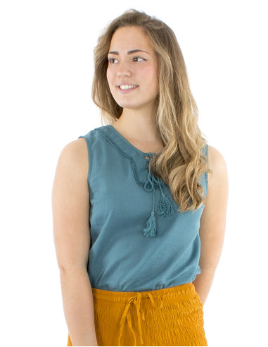 Chemisier coton mousse uni sans manches