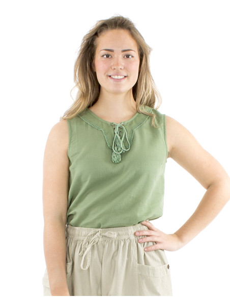 Chemisier coton mousse uni sans manches