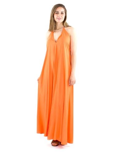 Robe viscose unie bretelles dos nu