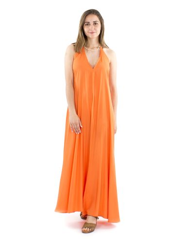 Robe viscose unie bretelles dos nu