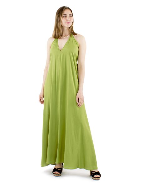 Robe viscose unie bretelles dos nu