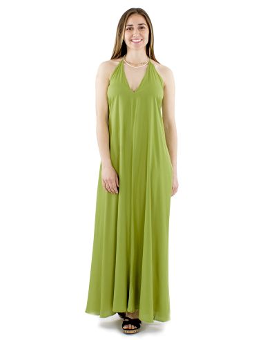 Robe viscose unie bretelles dos nu