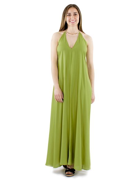 Robe viscose unie bretelles dos nu