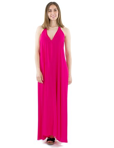 Robe viscose unie bretelles dos nu