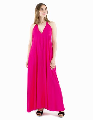 Robe viscose unie bretelles dos nu