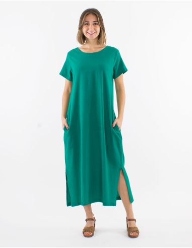 Robe longue coton sw manches courtes