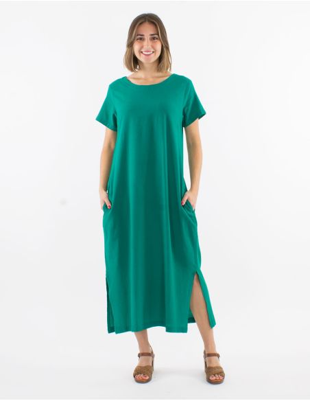 Robe longue coton sw manches courtes