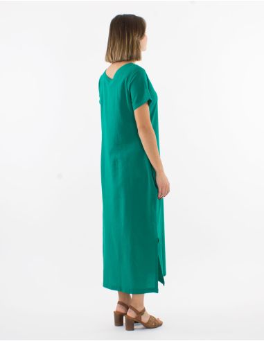 Robe longue coton sw manches courtes