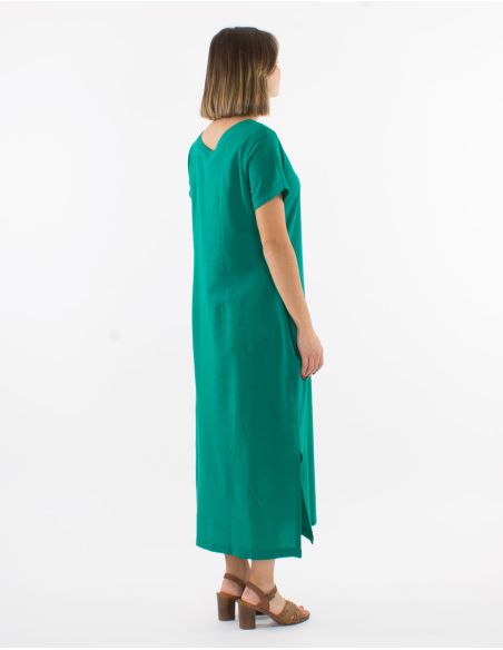 Robe longue coton sw manches courtes
