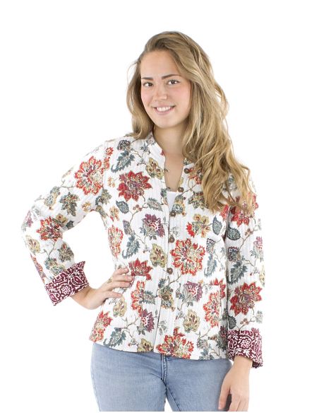 Veste coton réversible 2 imprimés manches longues