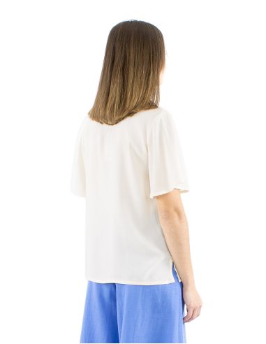 Chemisier viscose brodé main manches courtes