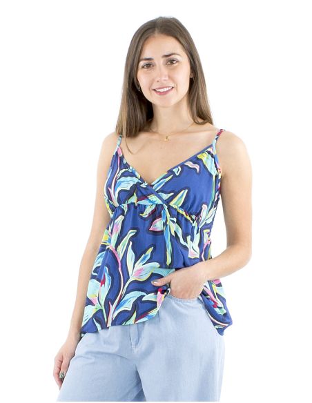 Top viscose bretelle dos élastique imprimé Jade