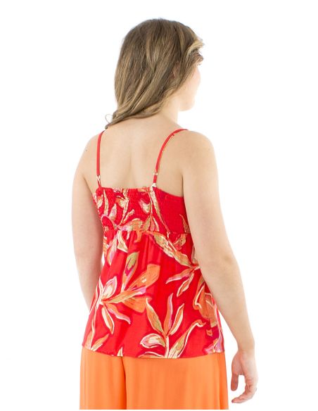 Top viscose bretelle dos élastique imprimé Jade