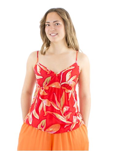 Top viscose bretelle dos élastique imprimé Jade