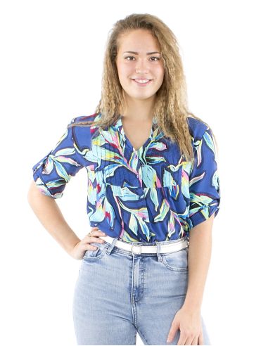 Chemisier viscose manches 3/4 plis poitrine imprimé Jade