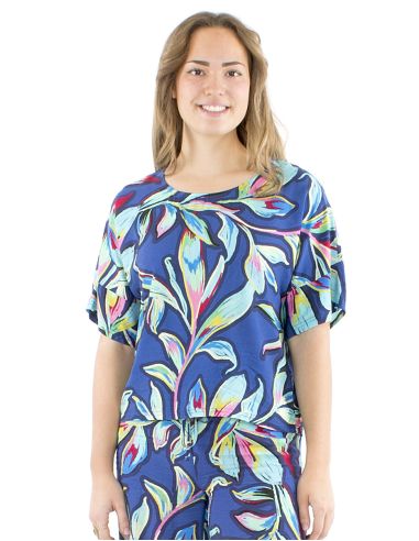 Chemisier viscose manches courtes larges imprimé Jade