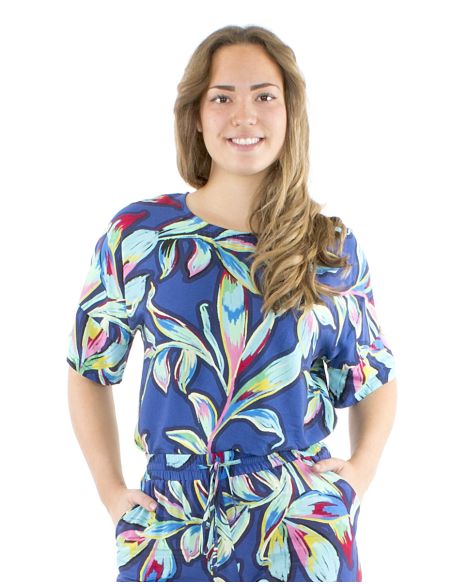 Chemisier viscose manches courtes larges imprimé Jade