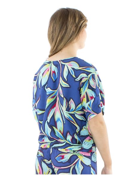 Chemisier viscose manches courtes larges imprimé Jade