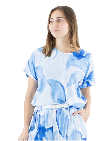 Chemisier viscose manches courtes imprimé Orchidee