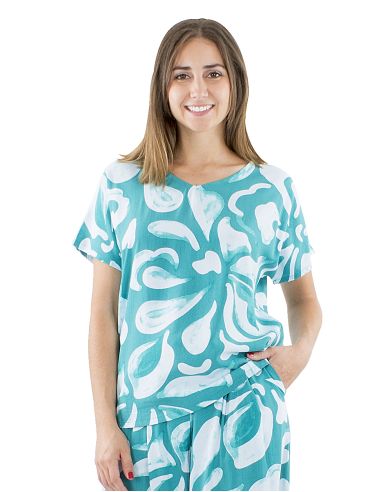 Chemisier viscose col V imprimé Rumba