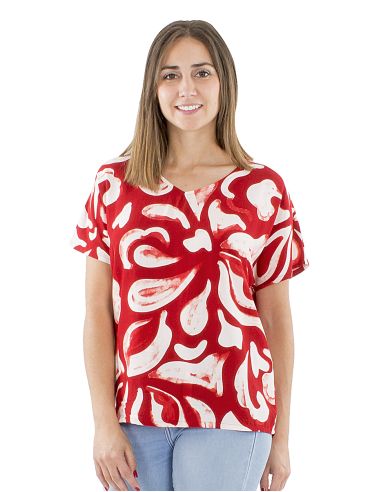 Chemisier viscose col V imprimé Rumba