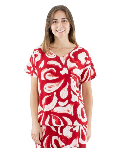 Chemisier viscose col V imprimé Rumba