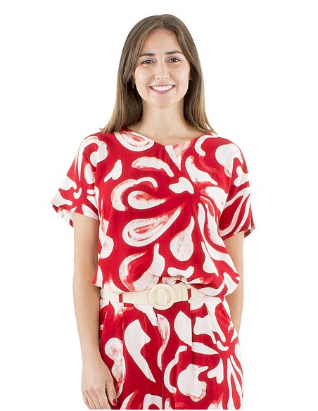 Chemisier viscose col V imprimé Rumba