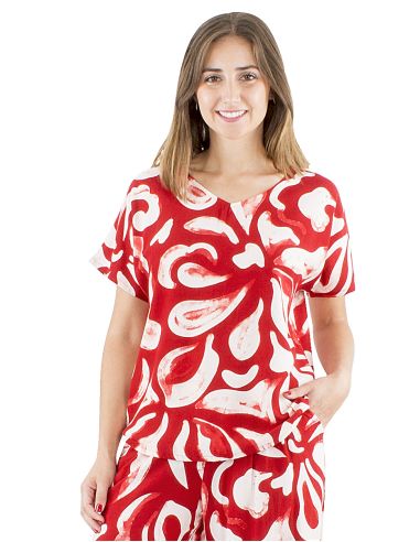 Chemisier viscose col V imprimé Rumba