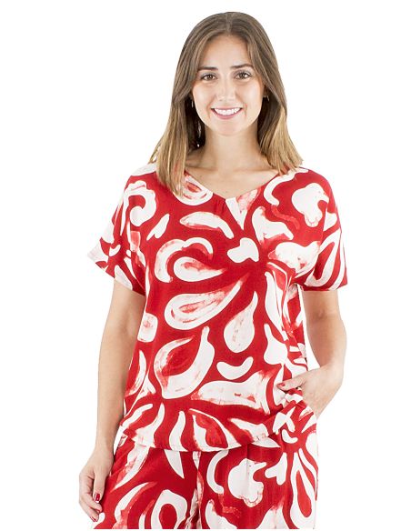 Chemisier viscose col V imprimé Rumba