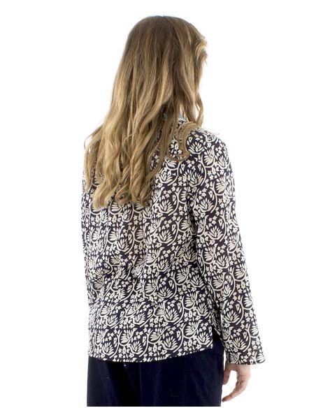 Chemisier voile de coton manches longues boutonné Block