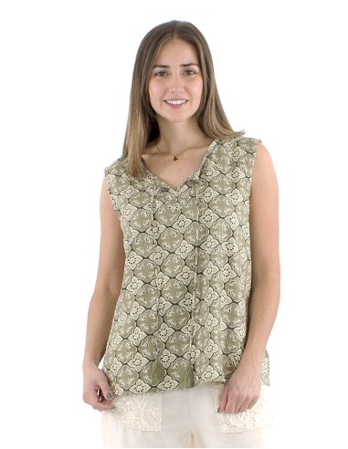 Débardeur coton Block imprimé 3012