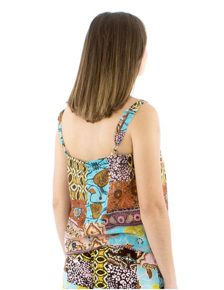 Top coton voile bretelles imprimé Makala