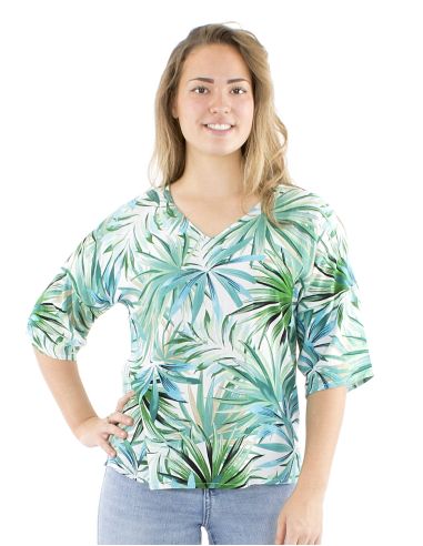 Chemisier viscose col V imprimé Palma