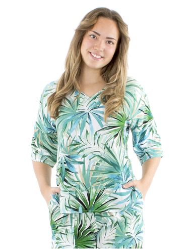 Chemisier viscose col V imprimé Palma