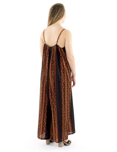 Salopette coton slub noire imprimé couleur