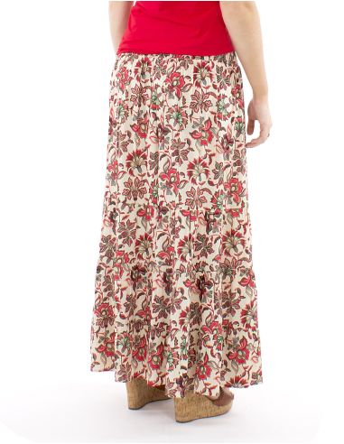 Jupe viscose longue 1/2 elastique ceinture imprimé Iris