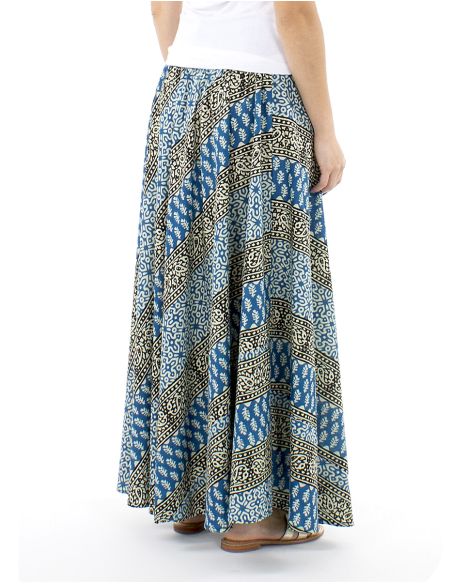 Jupe longue coton biais block 1/2 élastique imprimé 3009