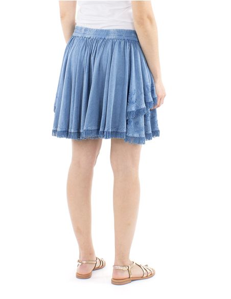 Mini jupe viscose SW franges