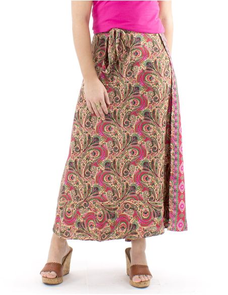 Jupe longue polyester sari portefeuille