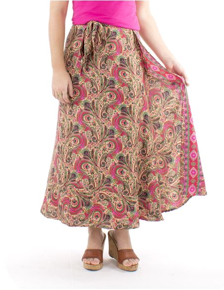 Jupe longue polyester sari portefeuille