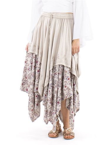 Jupe viscose SW princesse brodée bas pointes